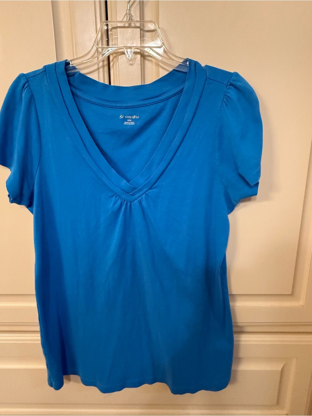 St. John's Bay Blue V-Neck Short Sleeve Top - Size M